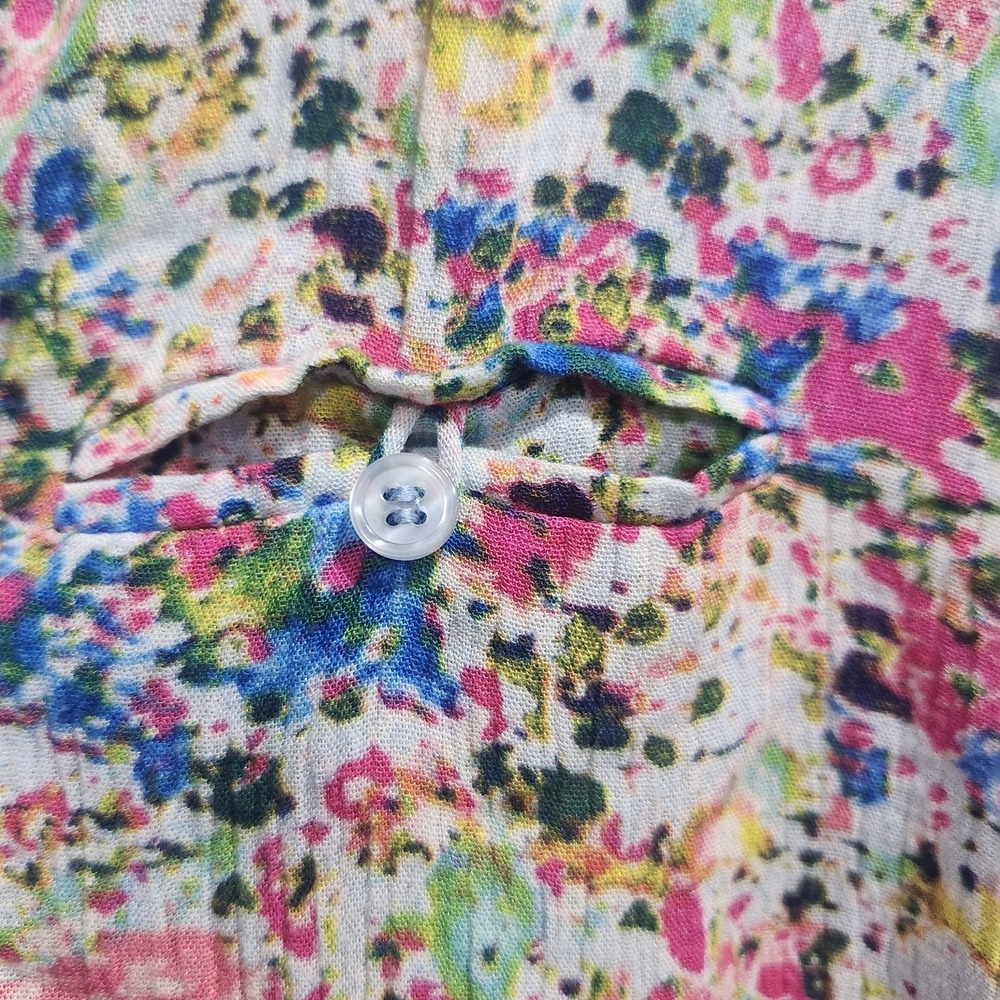 Kut From The Kloth Blouse S Colorful Abstract Floral Rayon Button Front Top - Picture 8 of 16